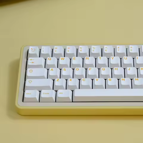 White Yellow Custom PBT Double Shot Keycaps 121 Keys Cherry Profile Keyboard Keycaps for Cherry MX Switches Mechanical Keyboard