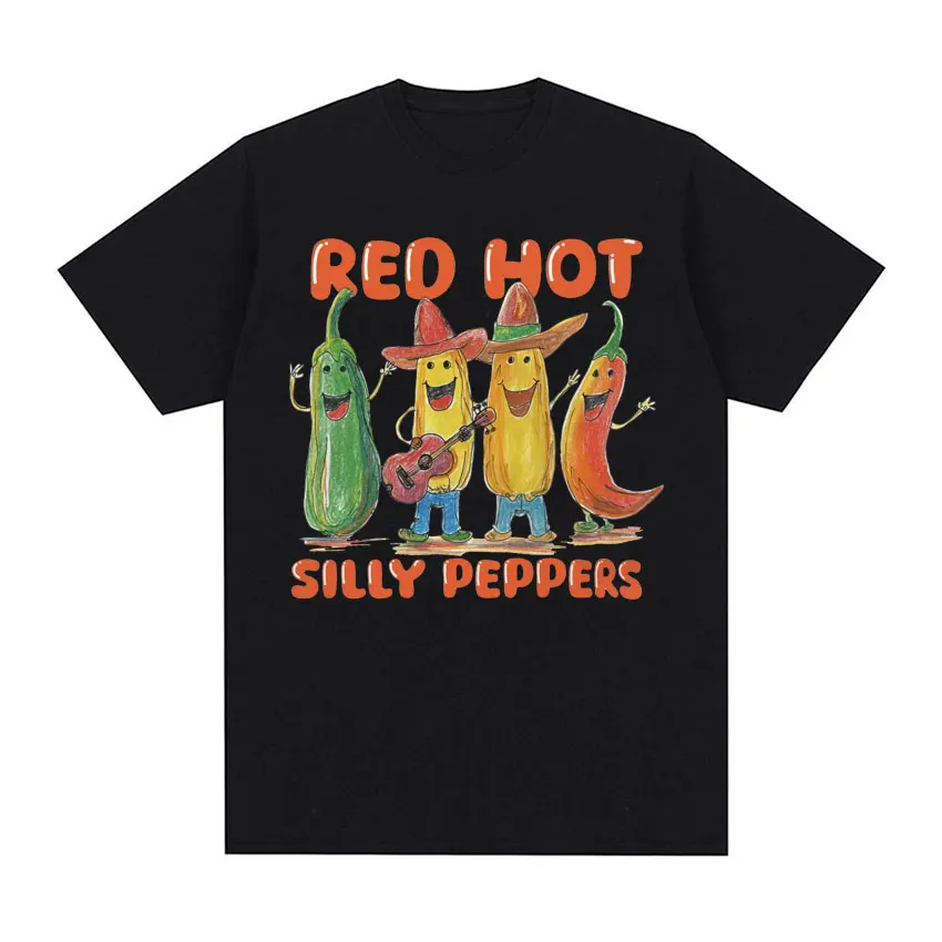 Red Hot Silly Peppers Meme Graphic T-shirt Men's Women's Fashion Funny Music Lover T Shirt Casual Loose Short Sleeve Tshirt Tops