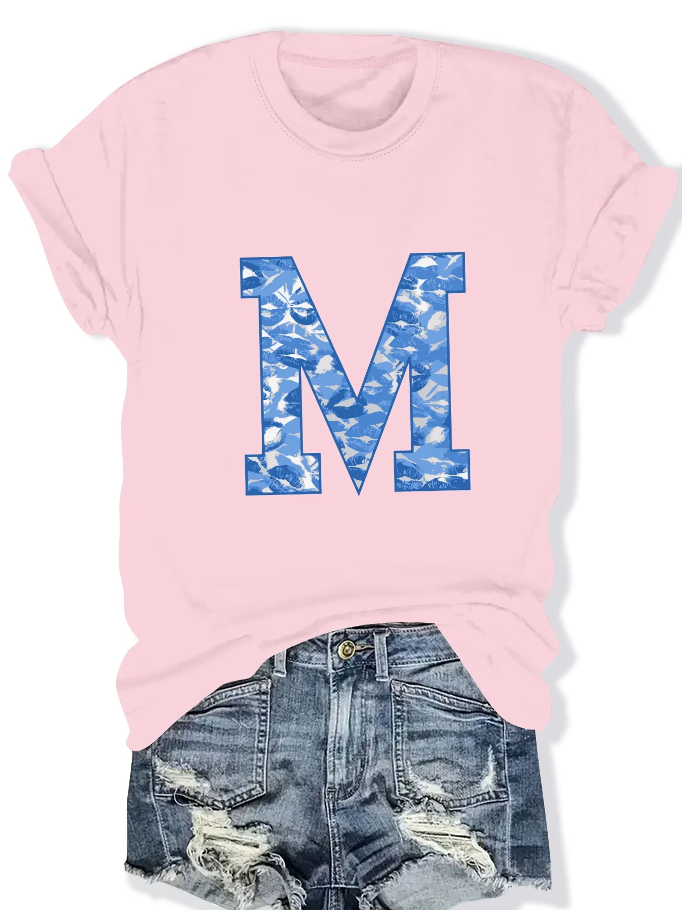 

Fashionable Letter Pattern Print round Neck Short Sleeve Top for Women Stylish Casual Graphic T-Shirt