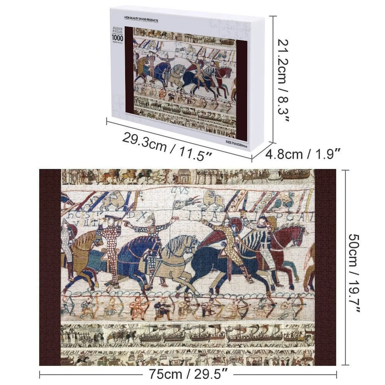 ベイユのタペストリー、ハスティングスの戦い、ノルマン騎士の馬に乗ったジグソーパズル、パーソナライズされた赤ちゃんのおもちゃパズル
