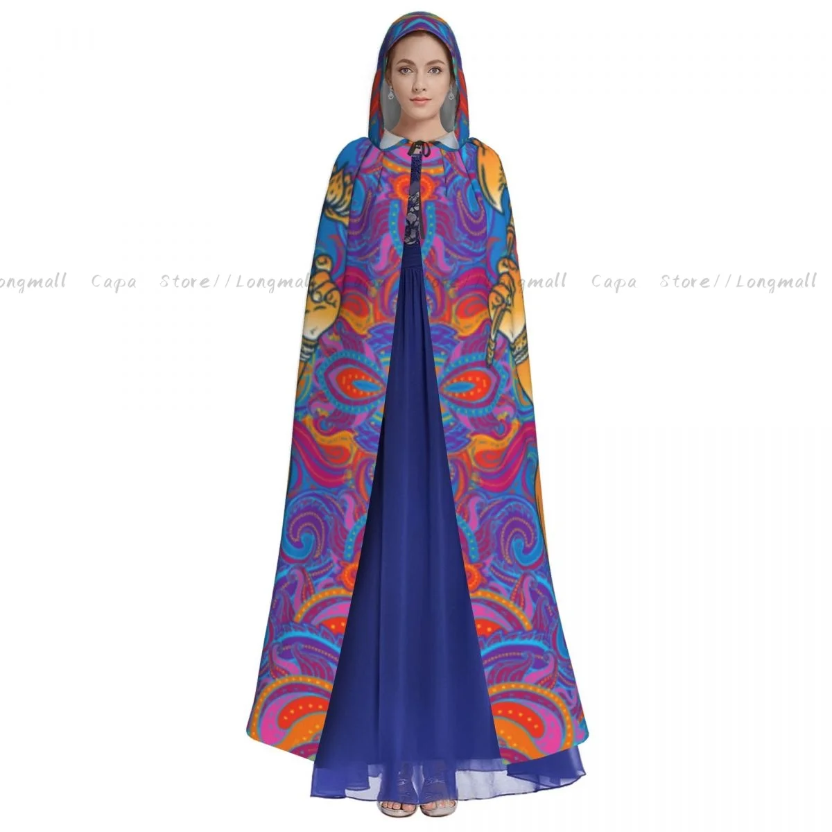 Indian Religious Leader Ganesha Cloak Hooded Cosplay Costume Halloween Adult Long Party Cape