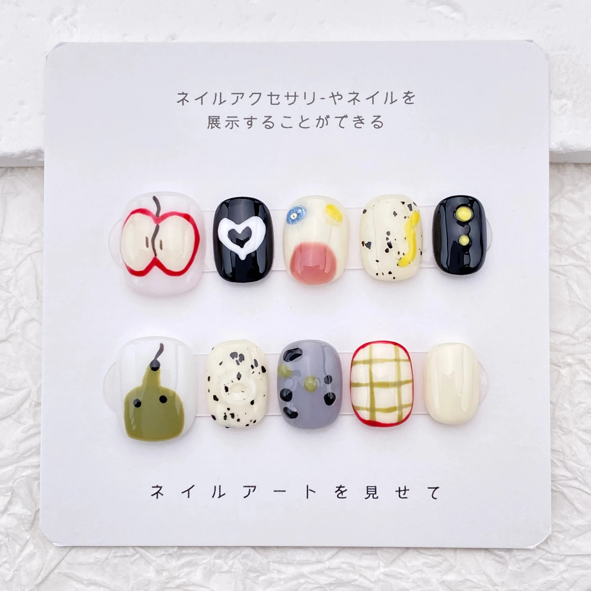 

Cute short summer fruit nail art, hand-pressed nail art, Japanese kawaii girl nail art, reusable high quality nails