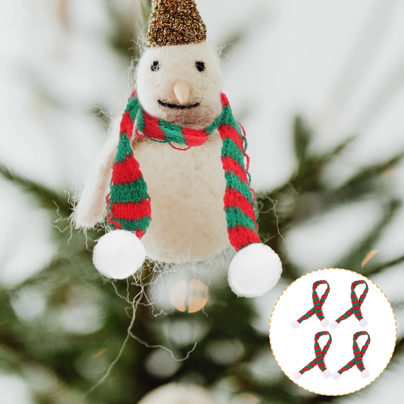 

10Pcs Knitted Mini Scarves Christmas Decoration Red Green 1x23cm Wine Bottle Neck Scarves for Holiday Party Home Decor