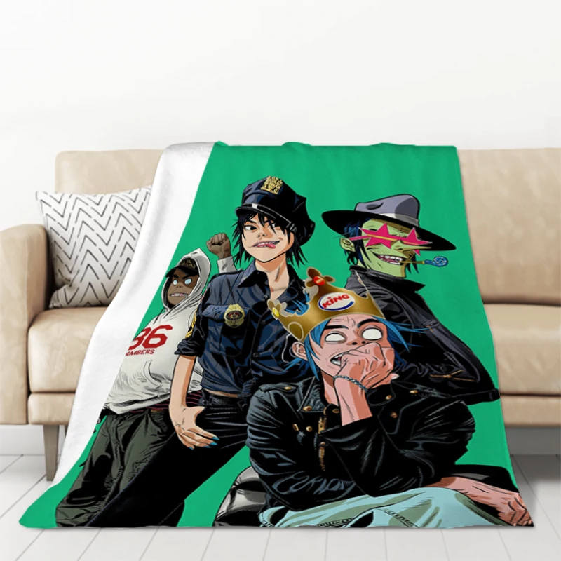 Hip Hop Gorillaz Band Bed Blankets and Bedspreads Fleece Blanket Furry Winter Bedspread the Knee Sofa Warm Baby & Throws Camping