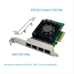 I225-V3 PCI-E X4 Server Network Card 4 Port 2.5G Server Network Card I225 Gigabit Gaming Speed Network Card