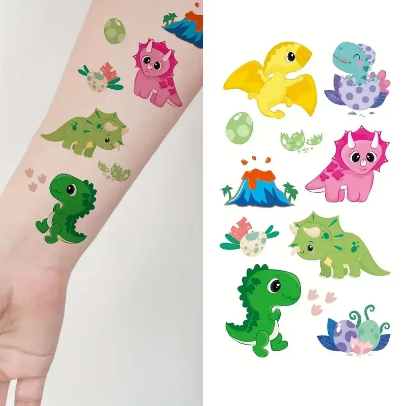 10pcs/lot Dinosaur Temporary Tattoos for Kids Children Boy Girls Cartoon Transfer Fake Tattoss Hands Wrist Birthday Party Supply