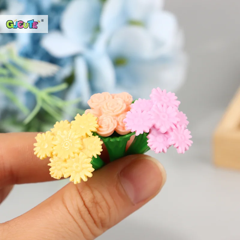 Mini Tulip Rose Bouquet Garden Scene Decorative Accessories Toys Play House Decoration Office Desktop Ornamental Props