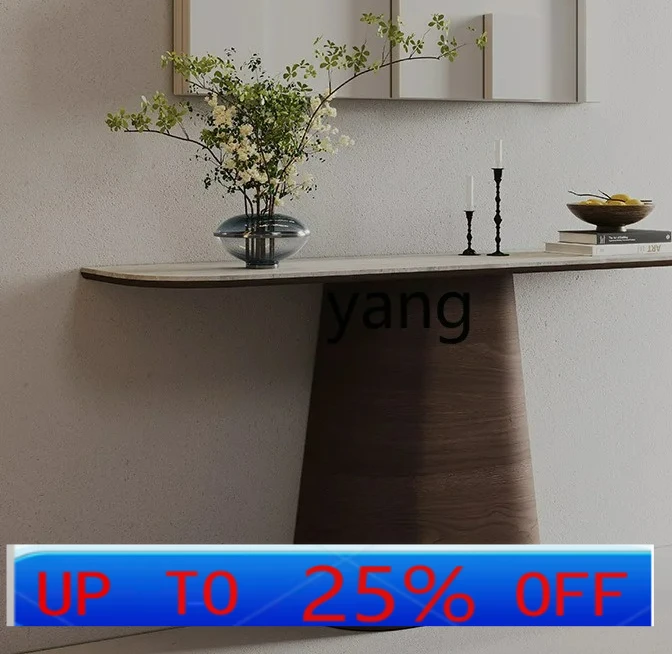 

LMM travertine rock slab entrance table corridor aisle entry high-end solid wood table