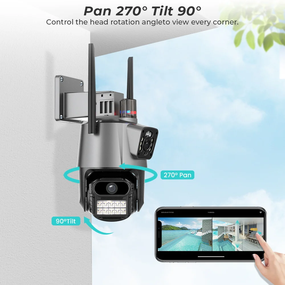 Imagem -03 - Waterproof Security Cctv Video Surveillance Câmera Lente Dupla ai Auto Tracking Alarme de Luz Policial Câmera ip 8mp 4k Wifi