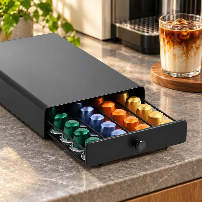 40-Slot Nespresso Capsule Holder Drawer Organizer, Space-Saving Coffee Pod Storage for Home Kitchen