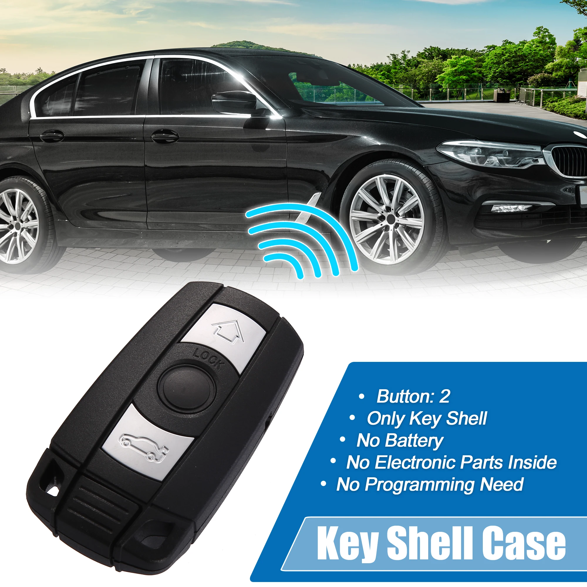 X Autohaux Car Remote Key Case Shell 3 Key Buttons Cover Tools for BMW Z4 X5/6 M3/5/6 325i/d/xi/Ci xDrive GT 2006-16 Accessories