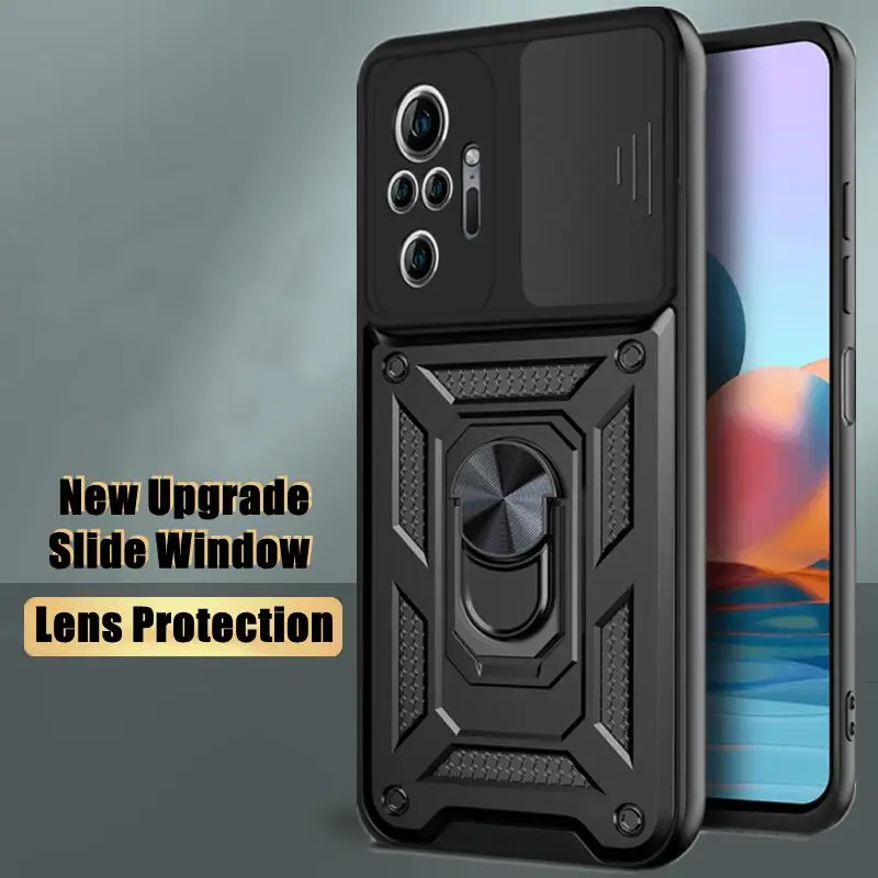 Shockproof Case For Xiaomi 13T 11T 12X 12T 13 11 Lite 5G NE Poco F5 F3 Redmi Note 10 9 11 12 Pro Plus 5G Slide Window Case Cover