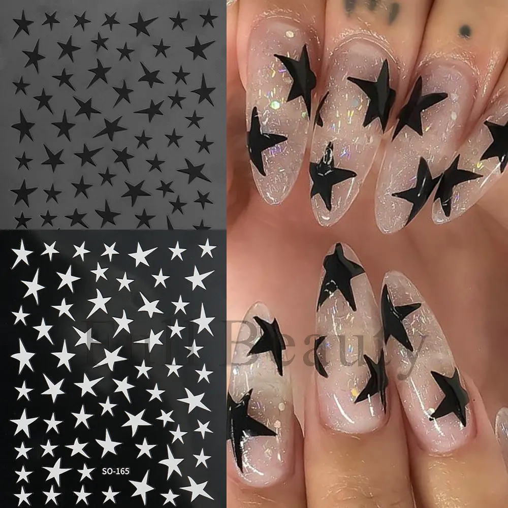 Mix 7 Colourful Stars Nails Stickers Irregular Pentagram Decals Laser Shiny Decor Self-adhesive Decals DIY Manicure Foils Wraps
