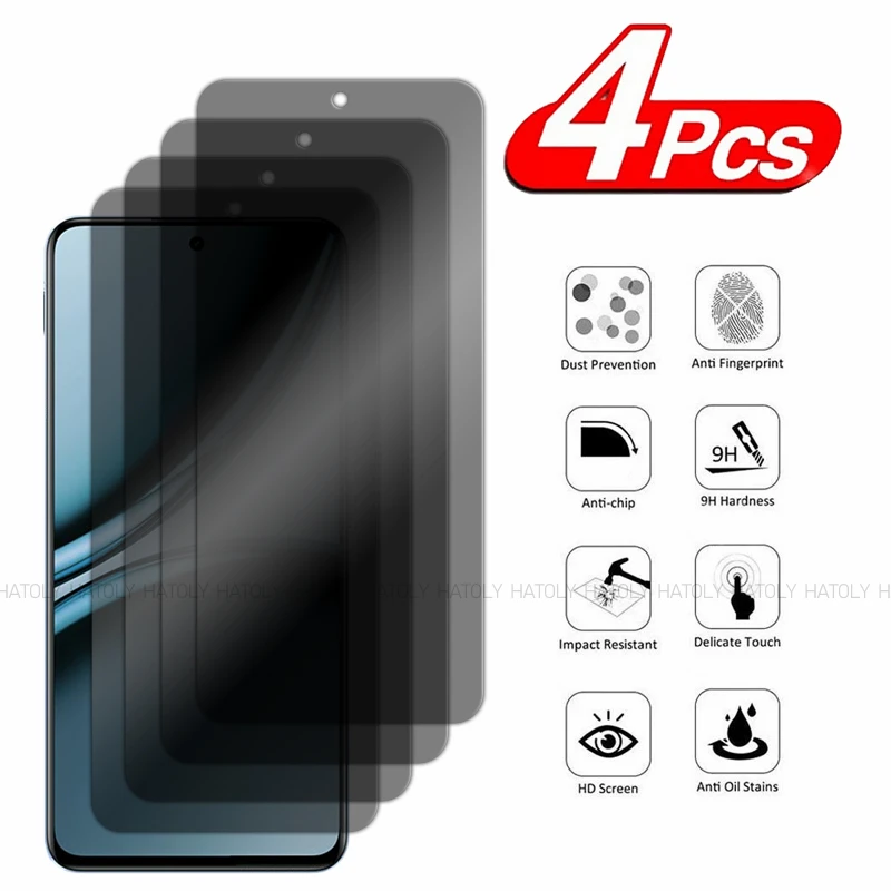 2/4PCS Privacy Screen Protector For Realme Narzo 70 Anti-Spy Glass Realme Narzo 70 Privacy Tempered Glass Film Realme Narzo 70