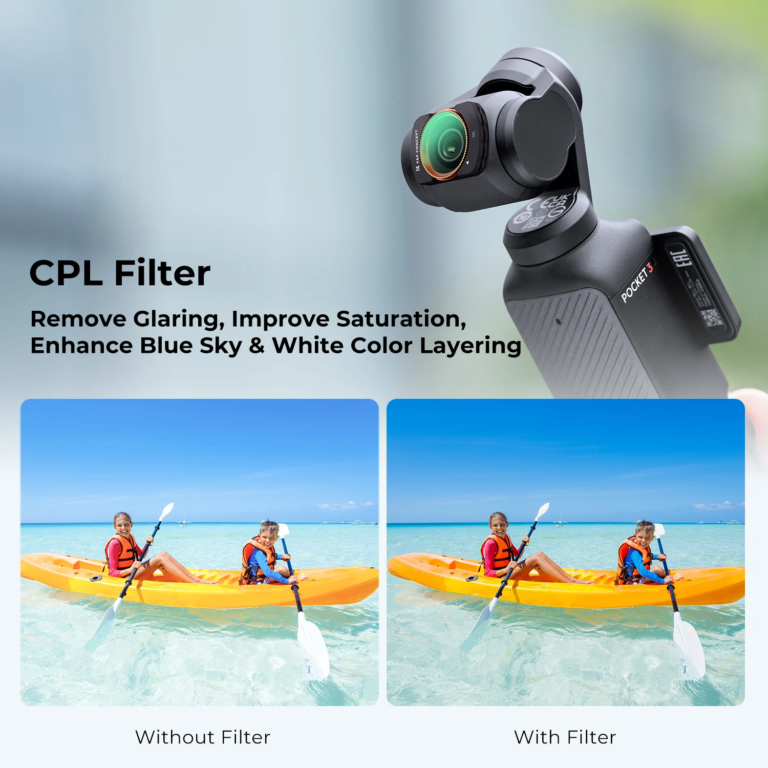 K&F Concept CPL Filter for DJI Osmo Pocket 3 Magnetic Circular Polarizer Lens Filter Ultra HD with 28-Layer Coatings