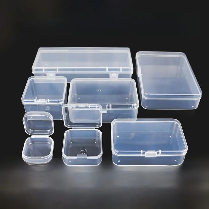 Thickened PP Transparent Rectangular Plastic Storage Box Small Particles Tools Organizer Empty Box Business Card Box