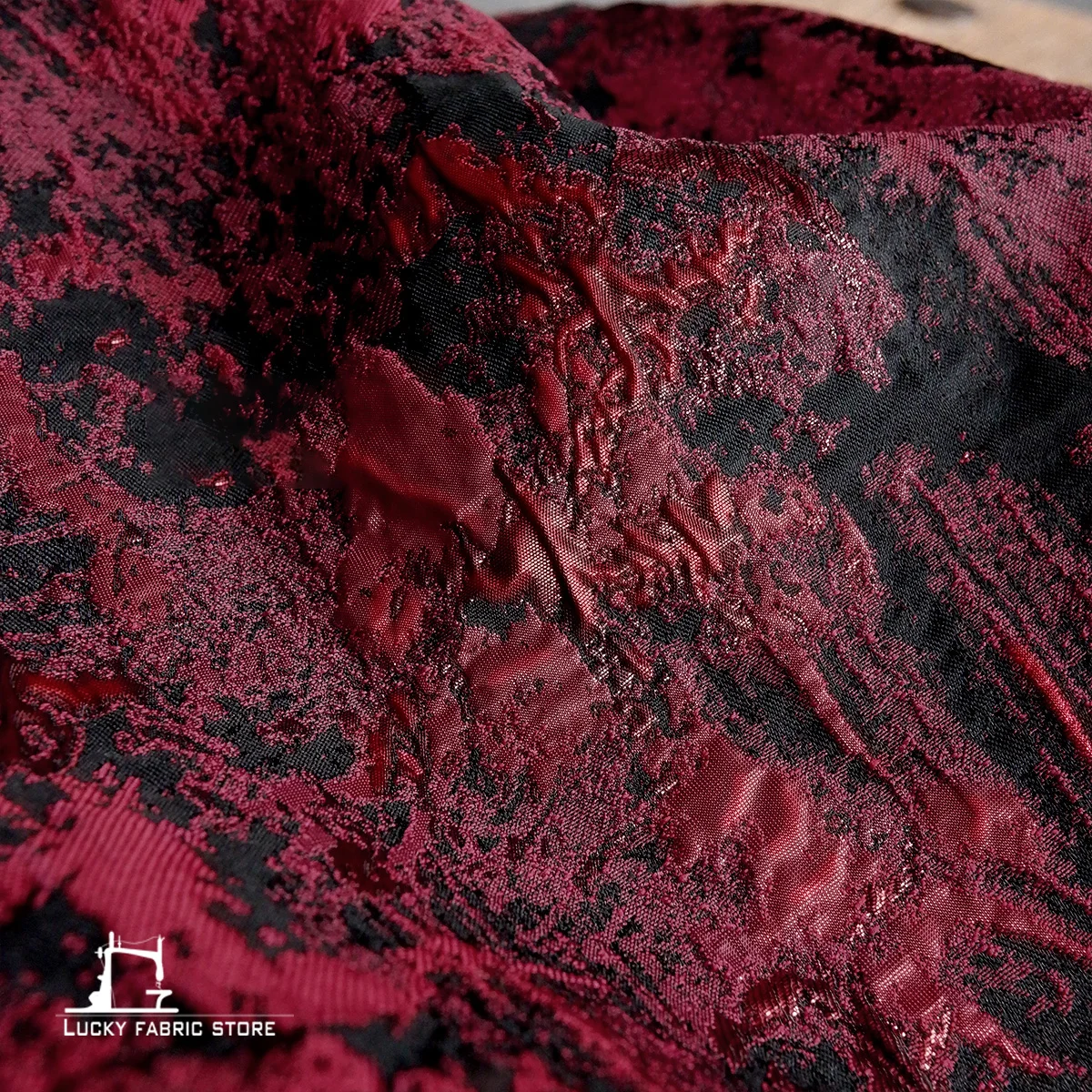 Red volcanic rock, reef relief, three-dimensional stone grain, jacquard texture, fabric, clothing cloth, DIY designer fabric
