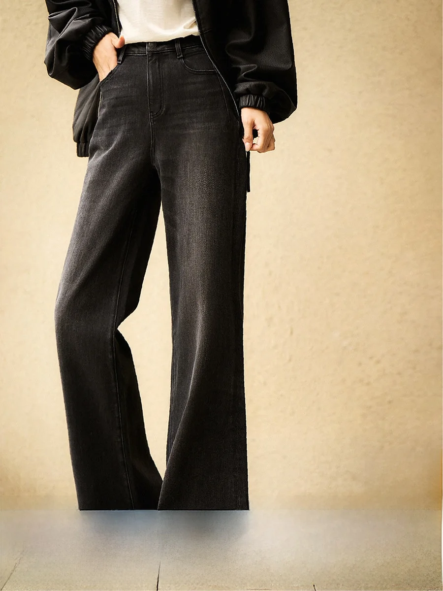 

Classic Five ket Elastic Denim Bell Bot Jeans Double Version for Different Heights Soft Comfortable Cotton Ladies Jeans