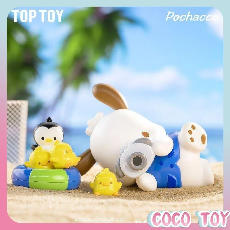Genuine Pochacco Holiday Beach Series Blind Box Collectible Figurine Cinnamoroll Tabletop Display Ornament Limited Edition Set view 4