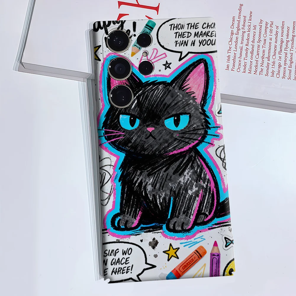 Cool Kitten Phone Case for Samsung Galaxy S26 S25 S24 S23 Ultra Plus Luxury Double-layer anti-fall Back Cover