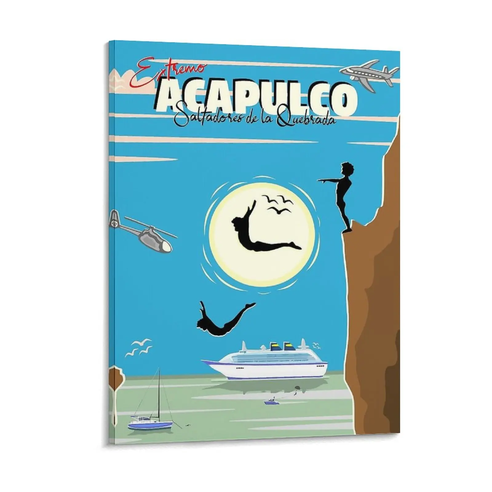 Acapulco México acantilado buceo Saltadores De La Quebrada lienzo pintura Club personaje impresión enmarcado pintura de pared