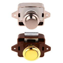 1PC Mini Push Lock Button Catch Lock Cupboard Door Knob Camper Caravan Motorhome RV Cabinet Drawer Push Latch Lock Hardware