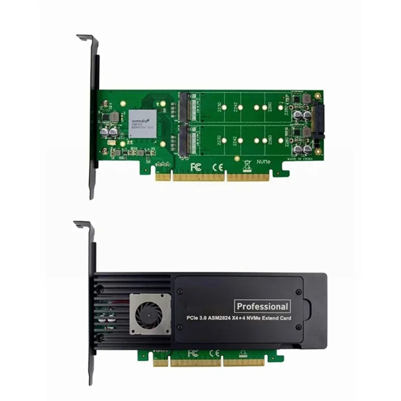 4 Ports ASM2824 PCI-E X16 Adapter Card 4-Channel NVME SSD Conversion Card Ndustrial Server Storage Expansion Card