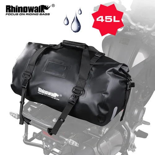 Rhinowalk-Bolsa trasera impermeable para motocicleta, sillín de PVC de 45L, equipaje seco, mochila trasera para exteriores, bolso de hombro para motocicleta, viaje