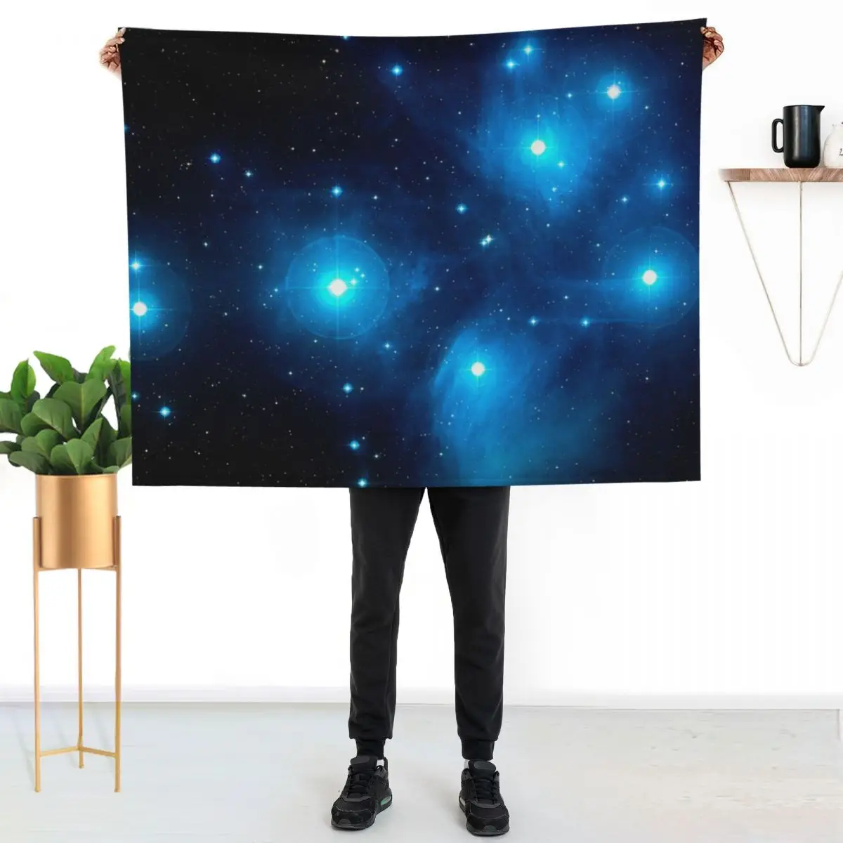 The Pleiades Star Cluster (M45) in the Constellation of Taurus, the Bull. Throw Blanket Tourist Soft Softest Blankets