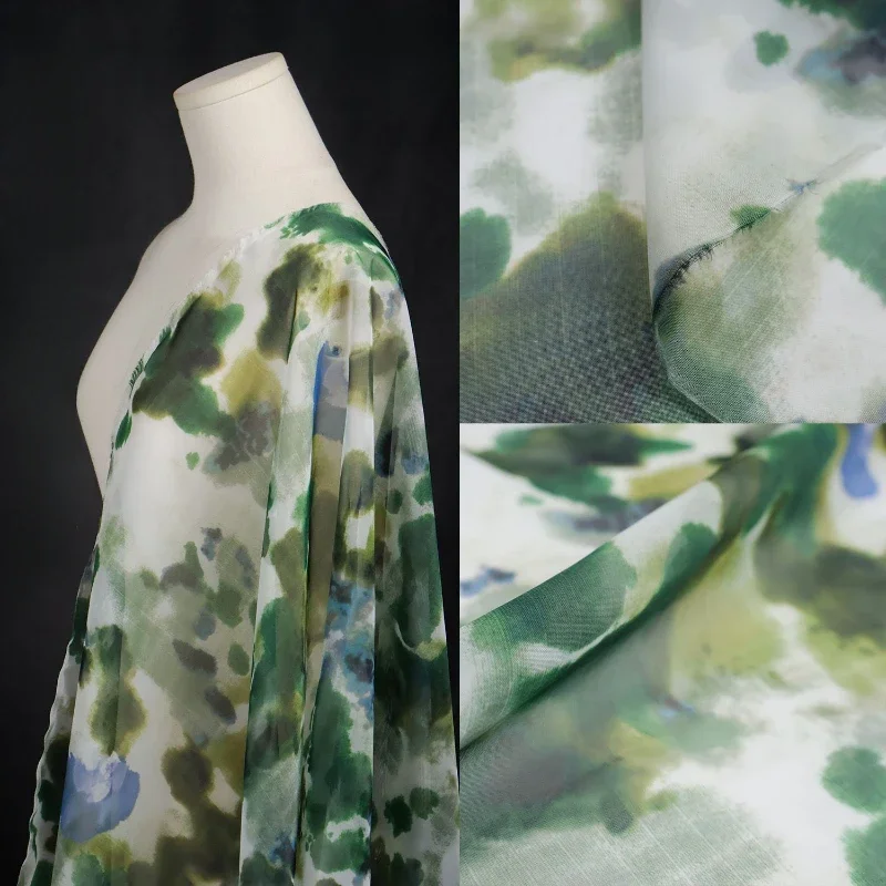 

Полупрозрачная ткань с принтом, фиолетовая цветочная органза, модная сетчатая юбка, рубашка, ткань ручной работы «сделай сам», для шитья