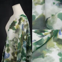 Half Transparent Printed Fabric Purple Floral Organza Fashion Mesh Skirt Shirt Handmade DIY fabric for sewing