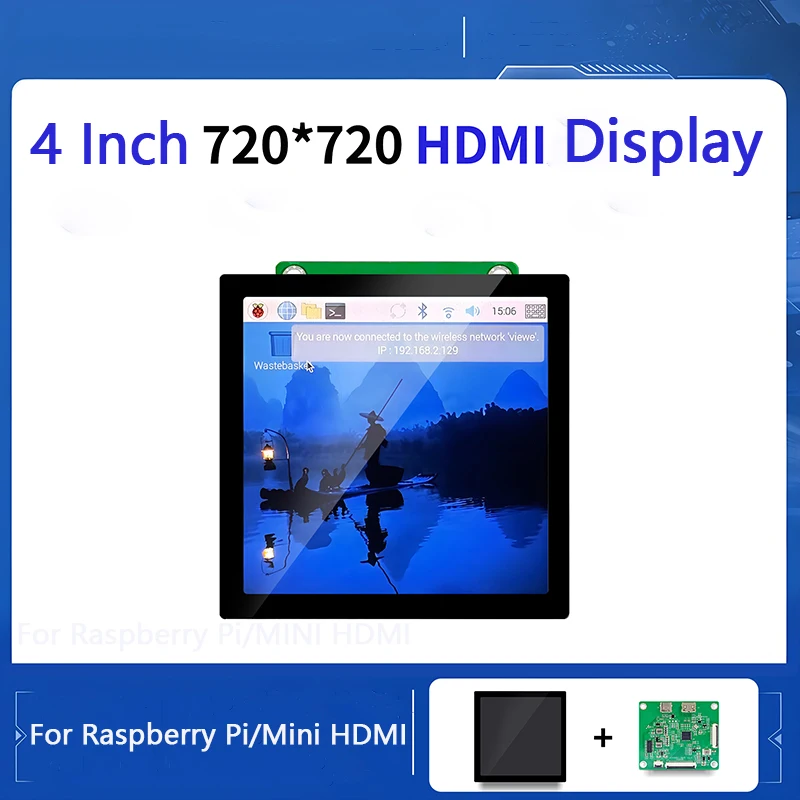 

Capacitive Touch Screen Panel, IPS Monitor for Raspberry Pi, LCD Display HD-MI, USB, 720x720, 5 Points, 4"