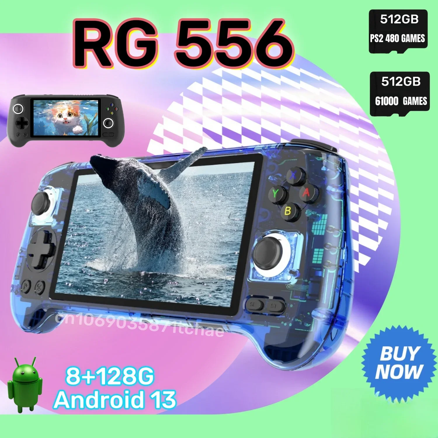 

ANBERNIC RG556 Portable PS2 Retro Handheld Game Console Unisoc T820 Android13 512G 256G PSP 3DS PS2 Game 5.48 Inch AMOLED Screen