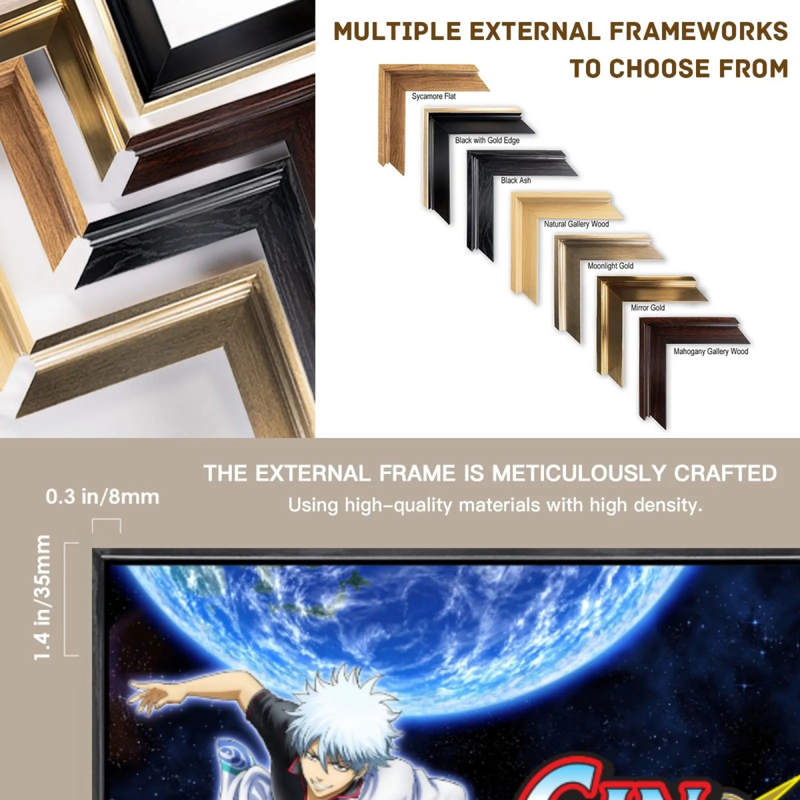 Affiche en toile multi-tailles de Manga japonais, Art mural à Double cadre, décoration de maison Gintama pour salon et chambre à coucher