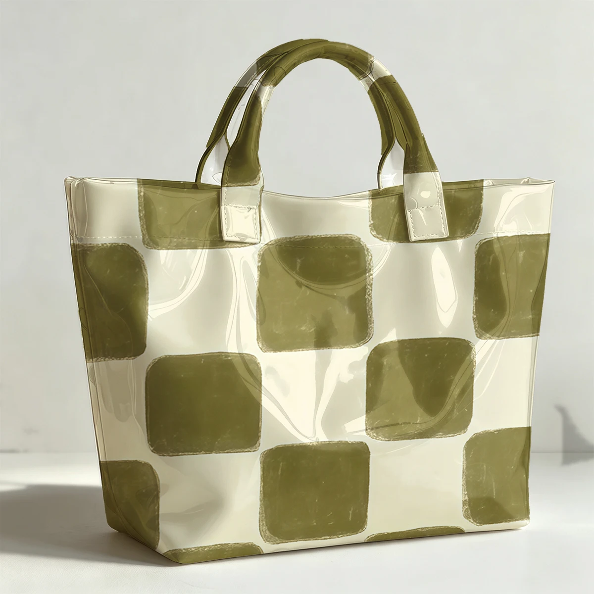 Olive Square PVC Tote Bag Waterproof Transparent Jelly Bag Beach Bag Tote Pouch Bow Handbags Storage Bag