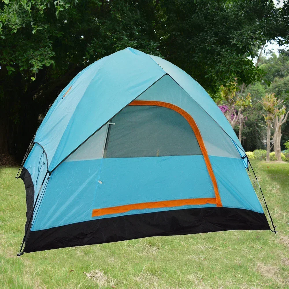 

-Outdoor Camping Tent Upgraded Waterproof Double Layer 3-4 Person Travelling Fishing Hiking Sun Shelter 200x200x130cm