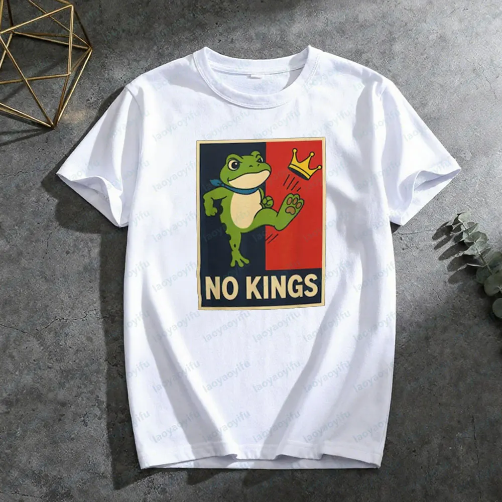 لا الملك قميص بورتلاند الضفدع الاحتجاج المحملة مقاومة الضفدع تي شيرت النشاط السياسي أفضل الرجال النساء عادية Crewneck القطن قصير الأكمام
