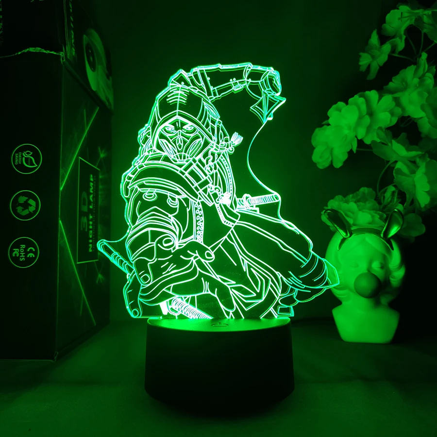 Scorpion Zero Sub Mortal Kombat Nightlight 3D ภาพลวงตาเกม Backlight Super Cool Gamer ตกแต่งตารางโคมไฟการตั้งค่า LED RGB โคมไฟ