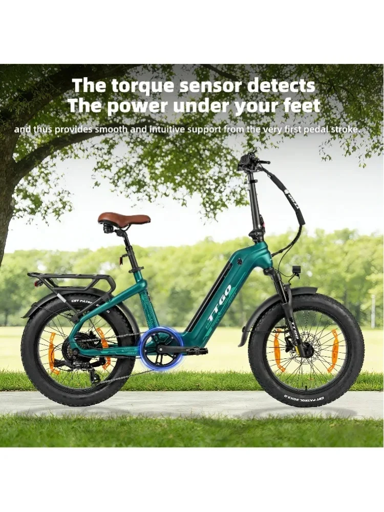 TTGO F8 Elektrofahrrad, 20 Zoll Carbonfaser-Elektro-Mountainbike für Erwachsene, 25 km/h Tretunterstützung, 48V 18AH herausnehmbarer Akku, 140 km Reichweite, 70 Nm Sensor-Drehmoment, hydraulische