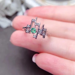 925 Silver Musical Note Ring for Girl 3mm 0.1ct 100% Natural Emerald Ring 18K Gold Plating Emerald Jewelry