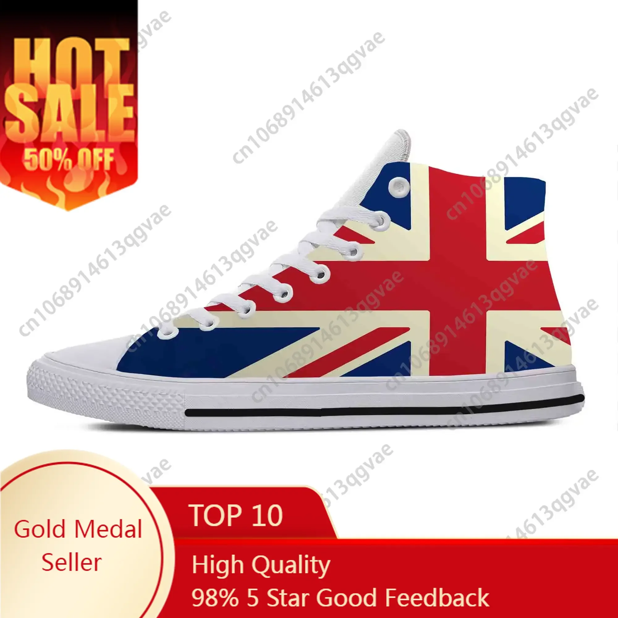 UK England Union Jack British Great Britain Flag High Top Sneakers Mens Womens Teenager Canvas Sneaker Casual Couple Custom Shoe