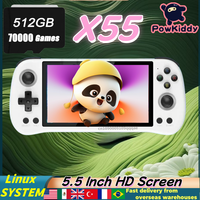 POWKIDDY X55 5.5INCH IPS Screen RK3566 Handheld Game Console Linux Open-Source Retro Console HD 80000 Games 512G PSP Gifts
