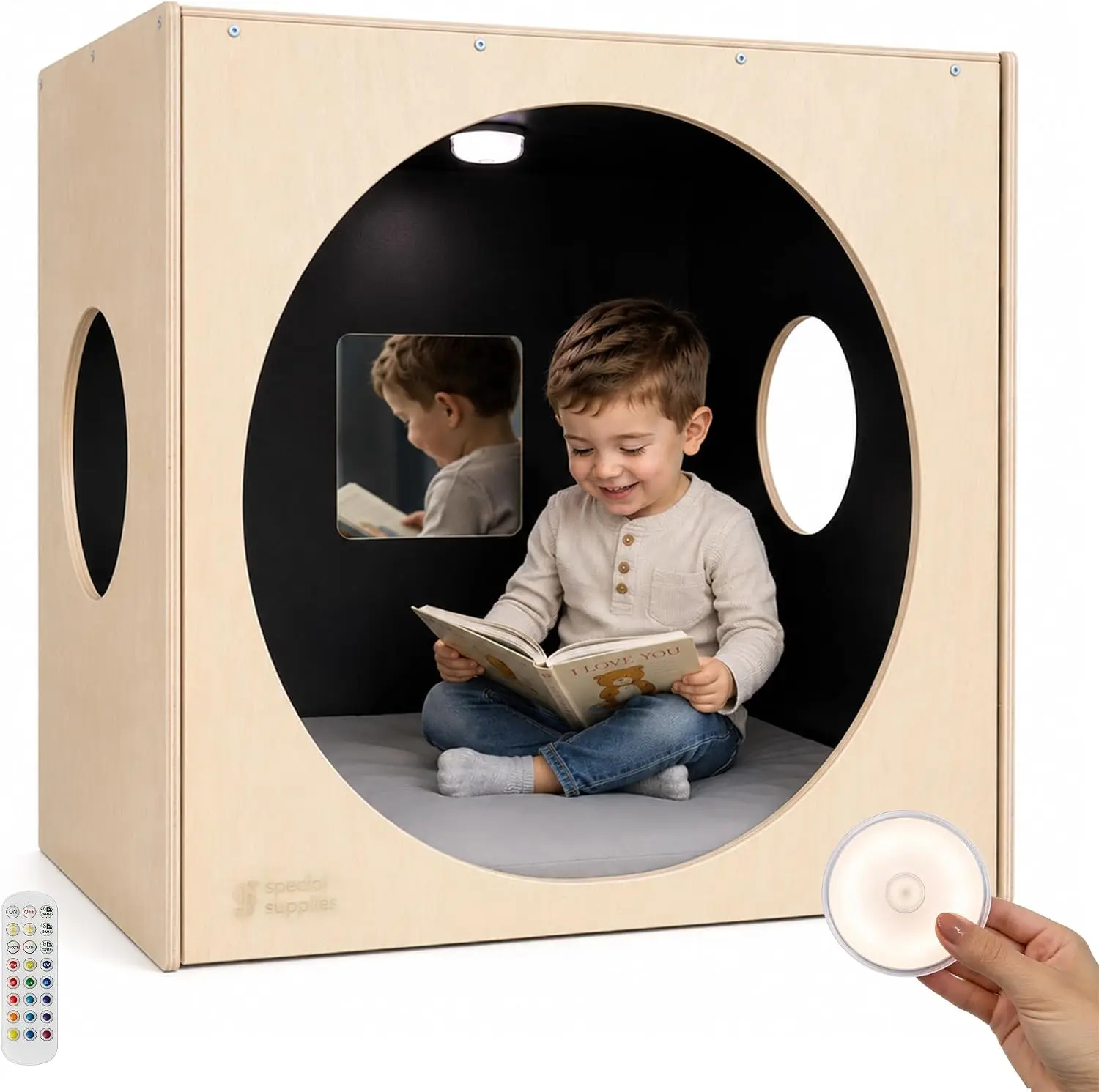 Wooden Kids Reading Cube Classroom Home Sensory Nook Enclosed Corner Literacy Station Quiet Learning Space Educational Furniture