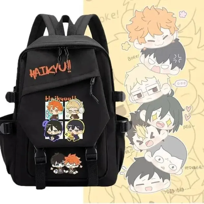 

Chibi Black Blue Pink Student Teens School Bags Large Capacity Mochilas Backpacks For Gift Anime GAME