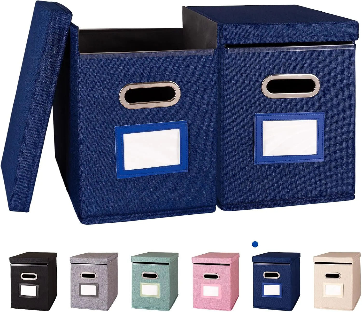 

2 Pack Hanging File Folders Organizer with Lid, Letter Size Fabric File Storage Box Collapsible, Portable Office Document Hol