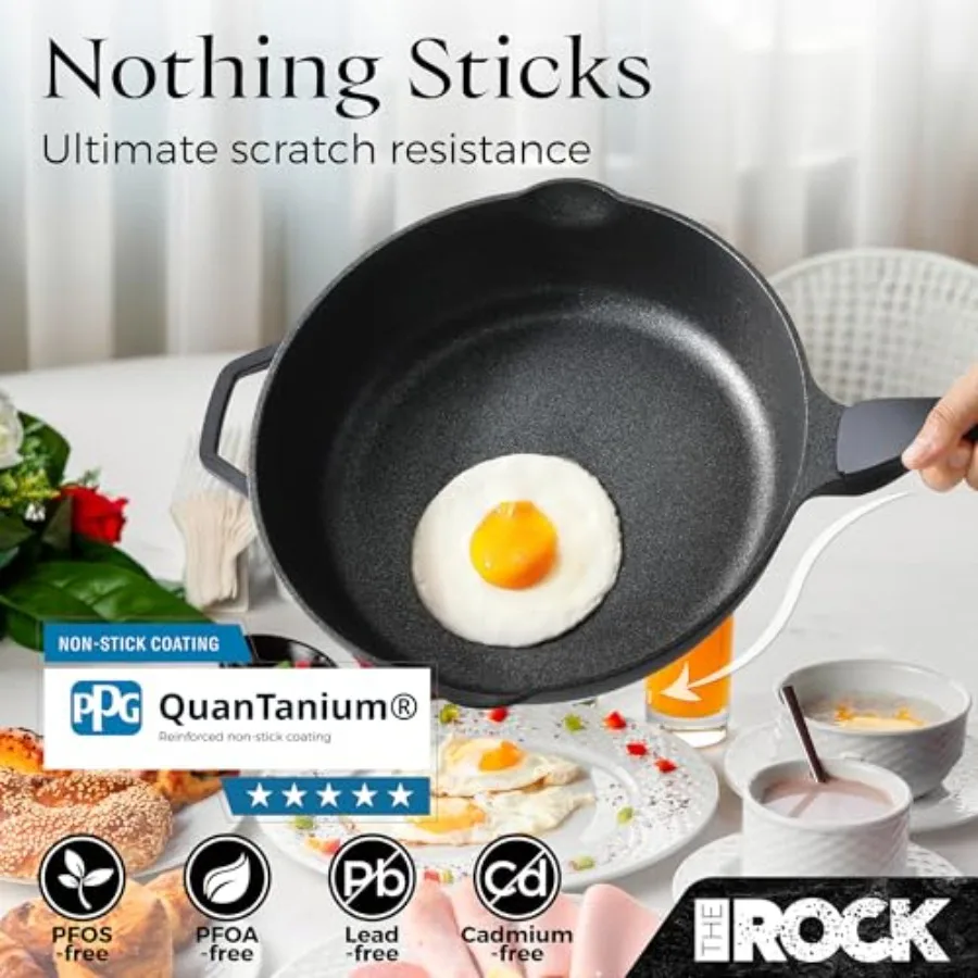 1TSP 13 قطعة مجموعة تجهيزات المطابخ أواني ومقالي غير لاصقة للطهي اليومي تقنية RockTec تمنع الالتصاق والتزييف متينة He #3