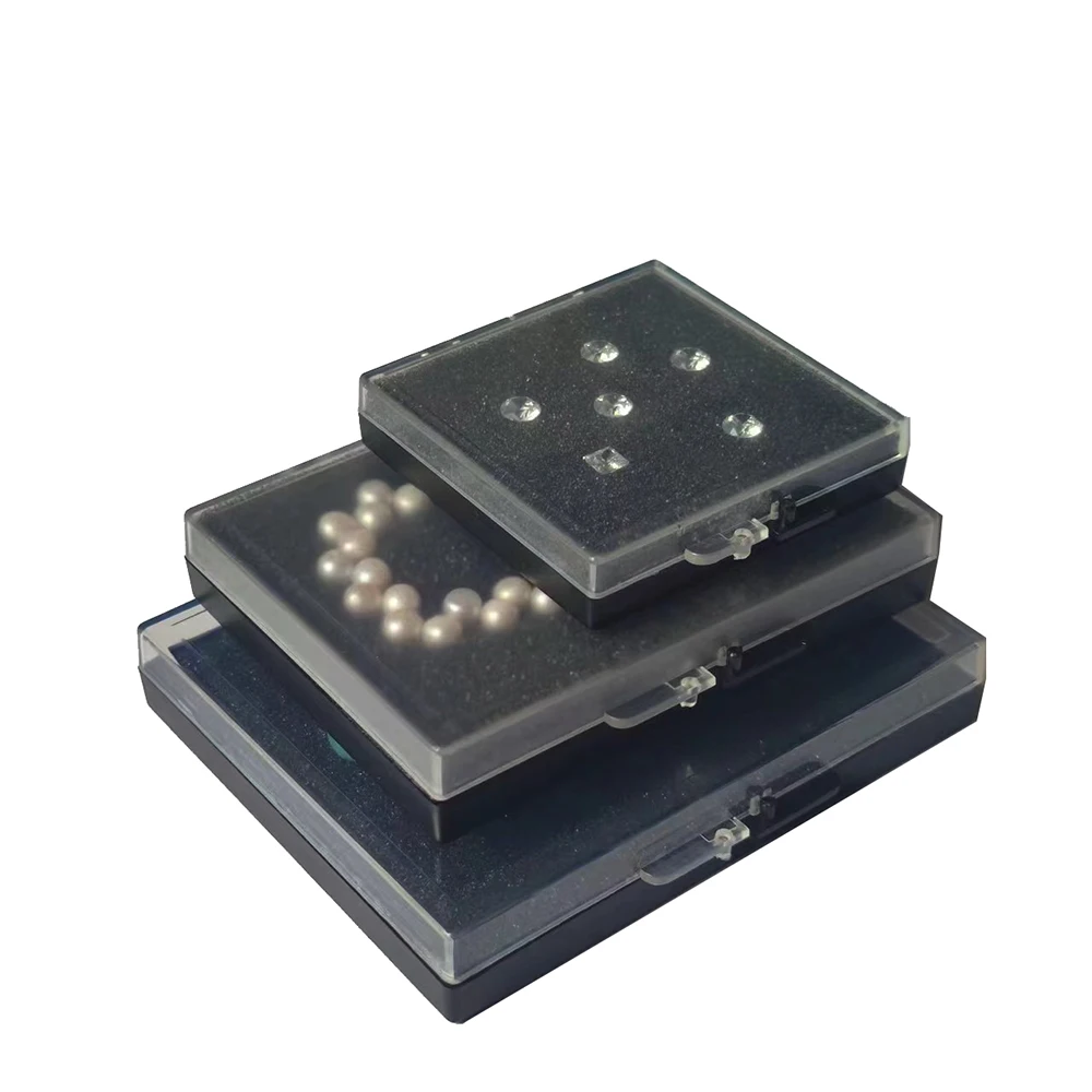 Diamond Storage Sample Box Gemstone Jewelry Display Case Pendant Coin Bare Stone Packaging Holder Tray Badge Showcase Black