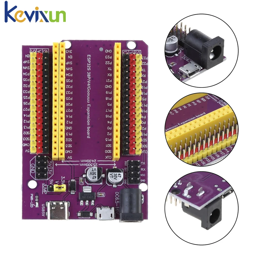 ESP32 ESP32S 38PIN Purple Expansion Board Equipped with CP2102 ESP32-DevKitC-32 ESP-WROOM-32 Development Board