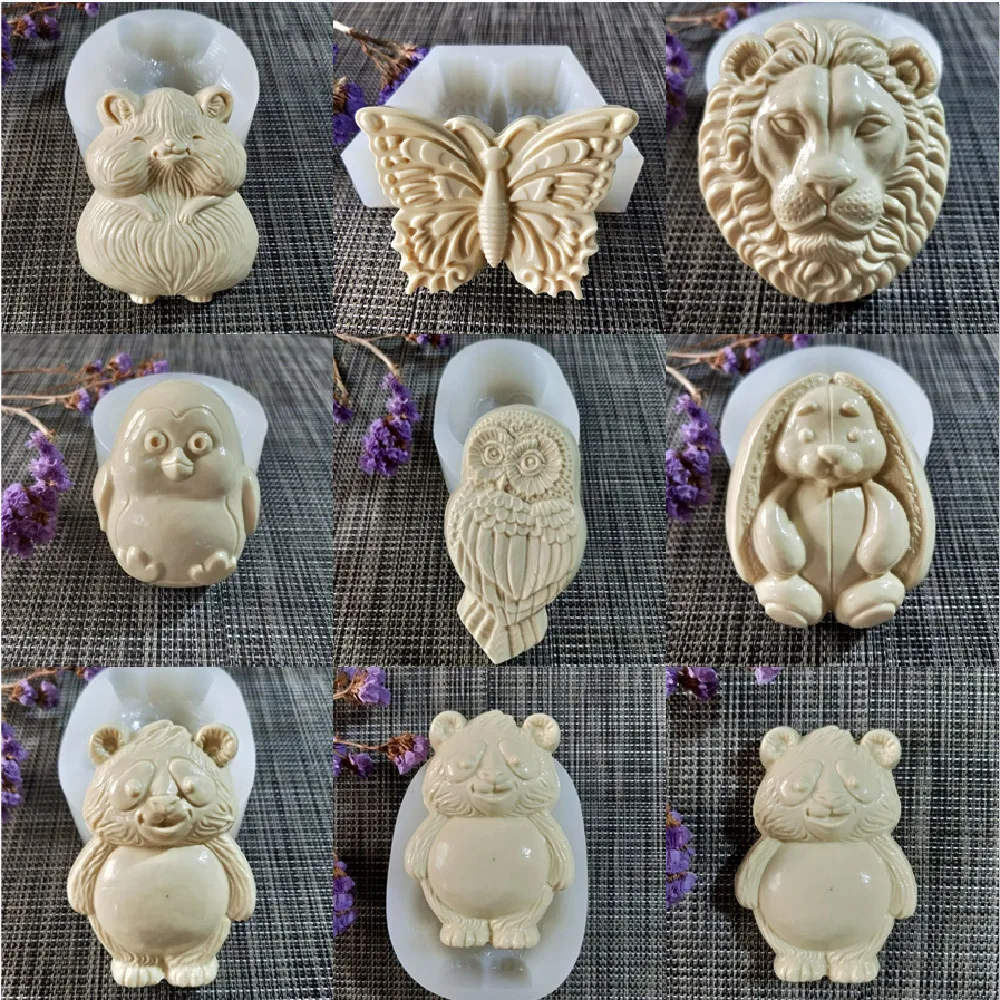 

3d Animal Panda Silicone Mold Rabbit Owl Squirrel DIY Soap Mold Fondant Cake Candle Gypsum Resin Mould Chocolate Decoration