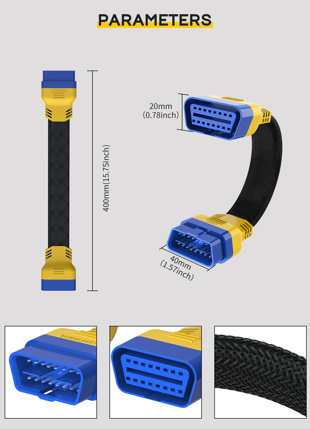 Original AUTOOL 16Pin 40cm Auto OBD Verlängerung Kabel OBD Stecker Adapter Verlängerung Kabel Obd2 Flexible Schwanenhals OBDII Kabel – Detail 10
